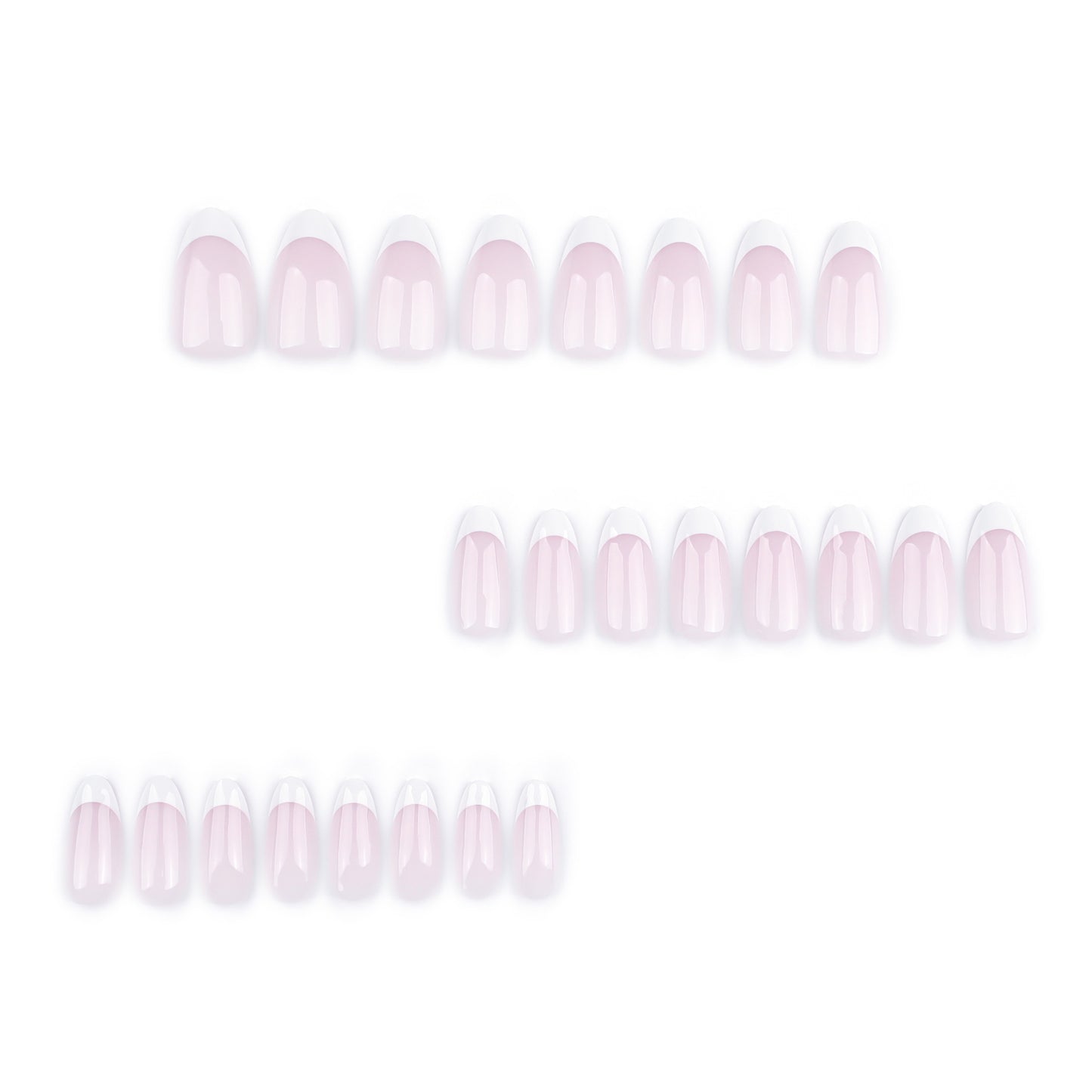 Classic Nude French Point Almond 24PCS Free Size Press on Nails JP3683