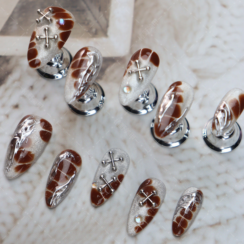 Maillard Y2K Cool Girl  Handmade Almond Nails A1081