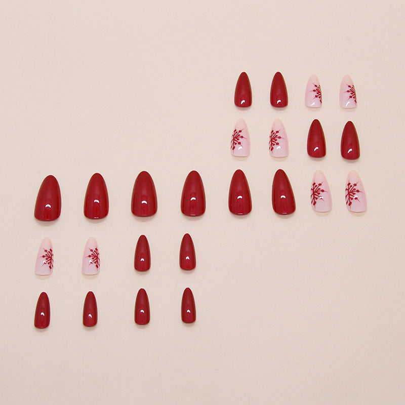 Snowflake Gradient Almond 24PCS Free Size Press on Nails W1846
