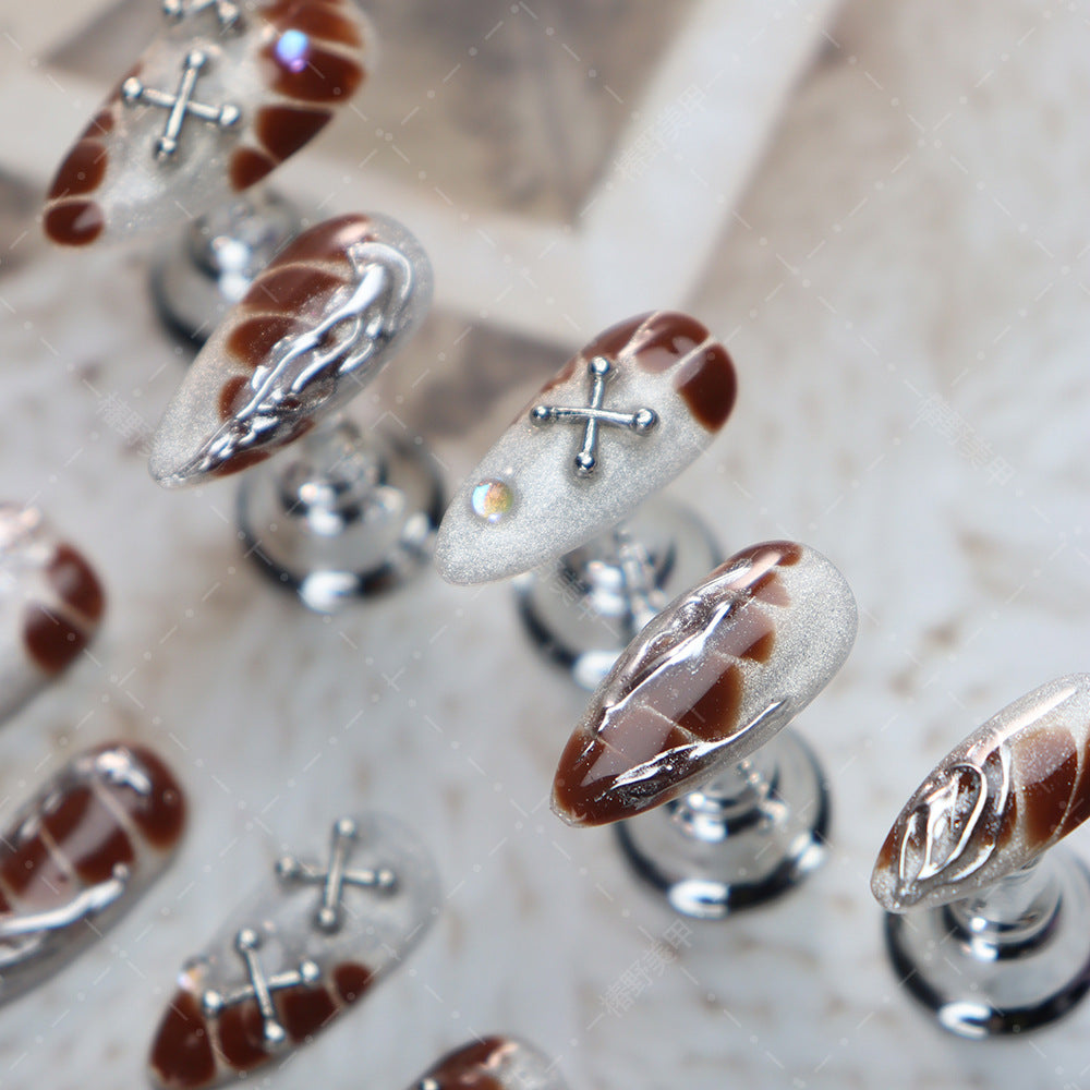 Maillard Y2K Cool Girl  Handmade Almond Nails A1081