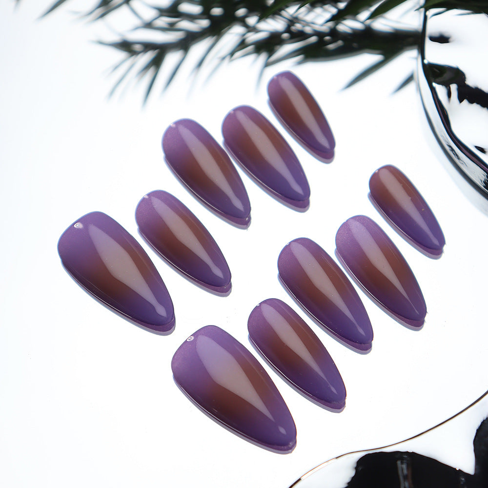 Purple Glass Handmade Almond Nails A382 - NoirNail