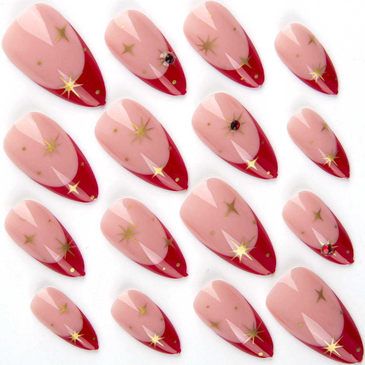Deep French Almond 24PCS Free Size Press on Nails HZ145