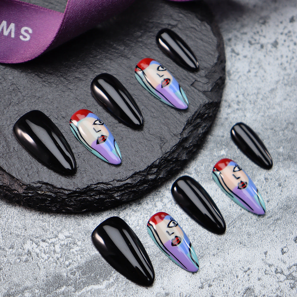 Picasso Abstract Art Handmade Almond Press On Nails A678