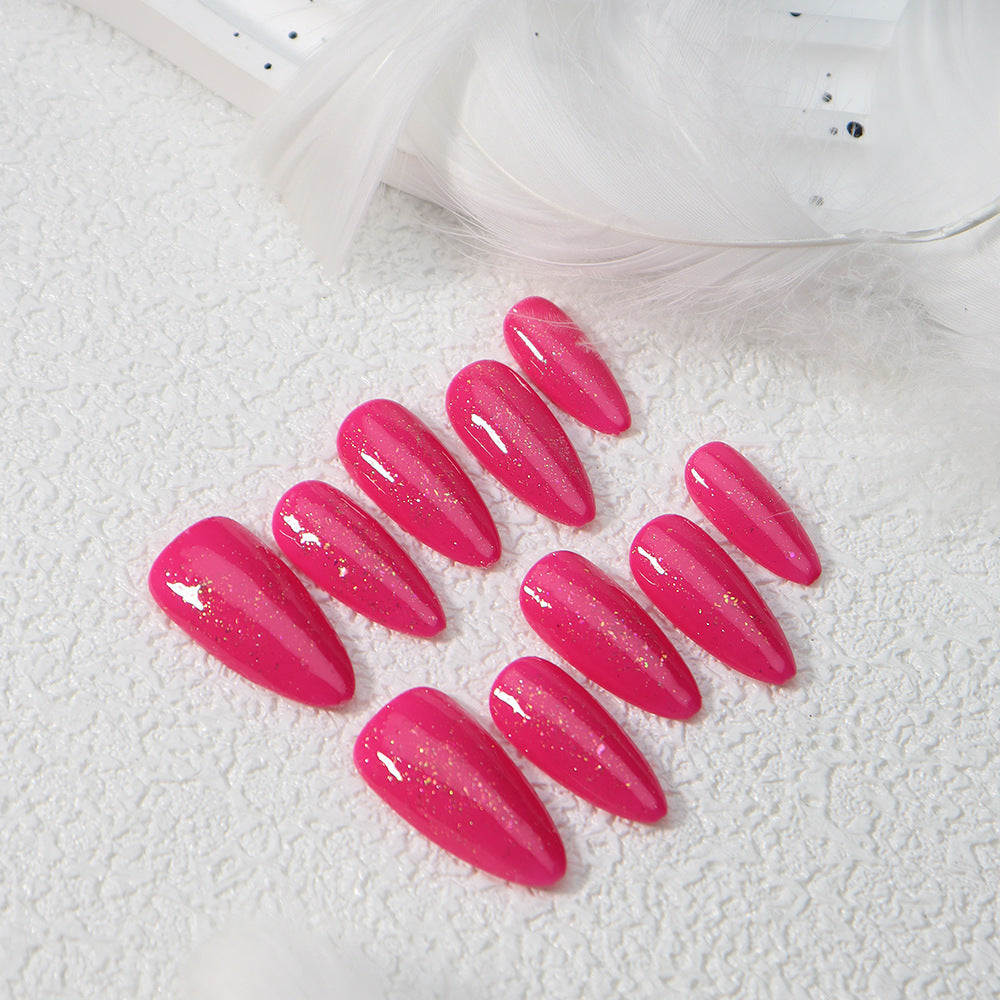 APT Dragon Fruit Color Handmade Almond  Nails  A609