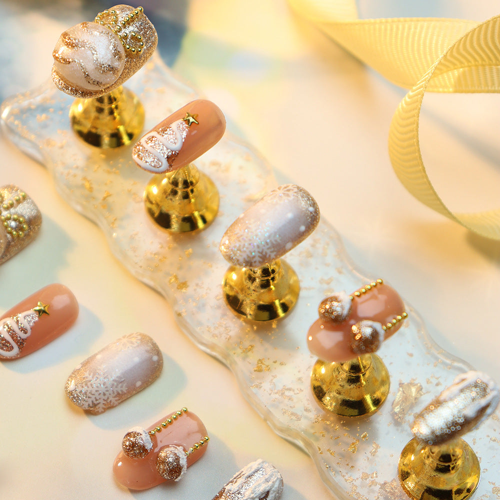 Christmas bulbs Handmade Rounded Press On Nails A922