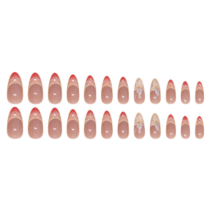 3D Orchid Almond 24PCS Free Size Press on Nails Z903