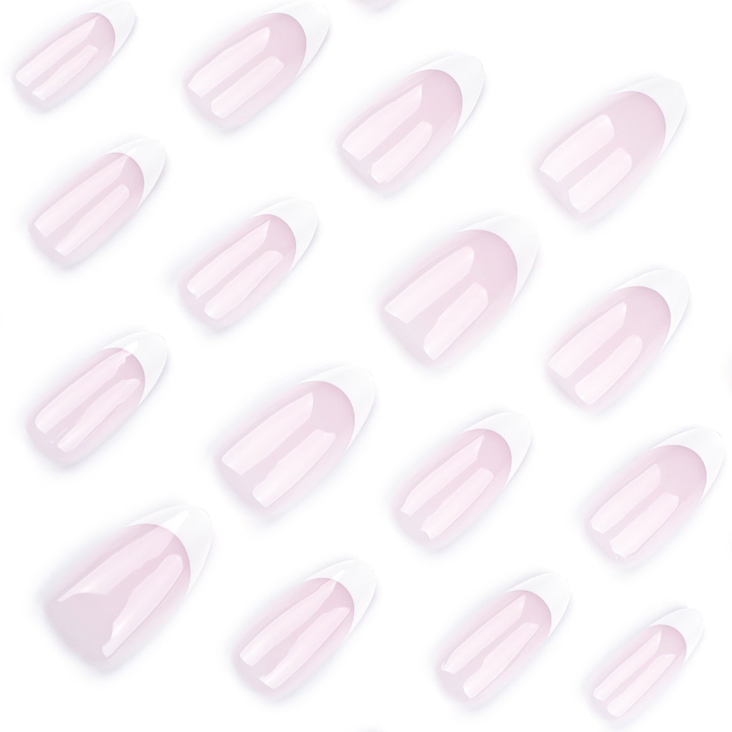Classic Nude French Point Almond 24PCS Free Size Press on Nails JP3683