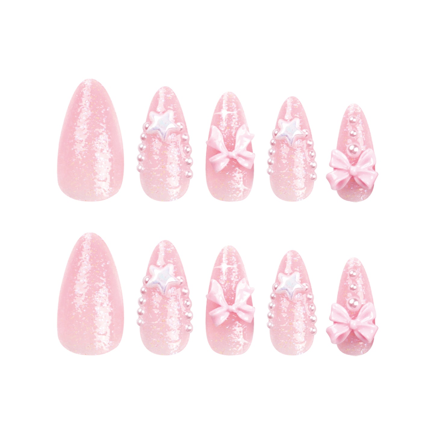 Sailor Moon French Tip Almond 24PCS Free Size Press on Nails JP2948