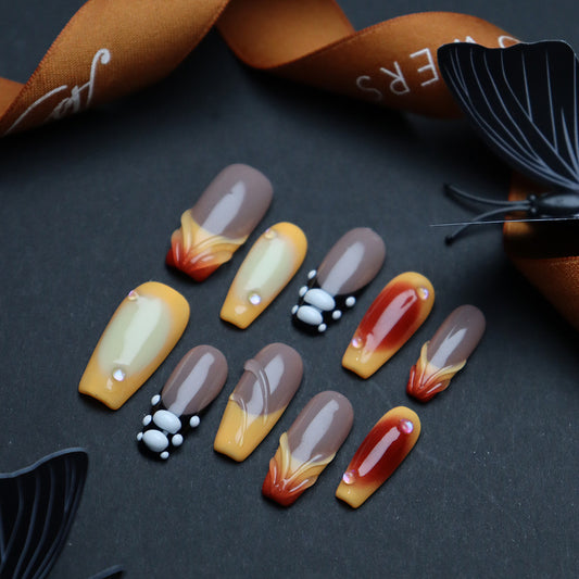 Hazelnut Chocolate Handmade Coffin Press On Nails A815
