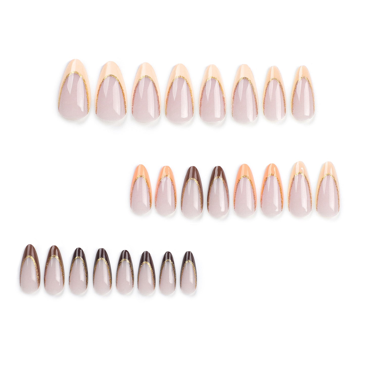 Warm Maillard Almond 24PCS Free Size Press on Nails JP3128