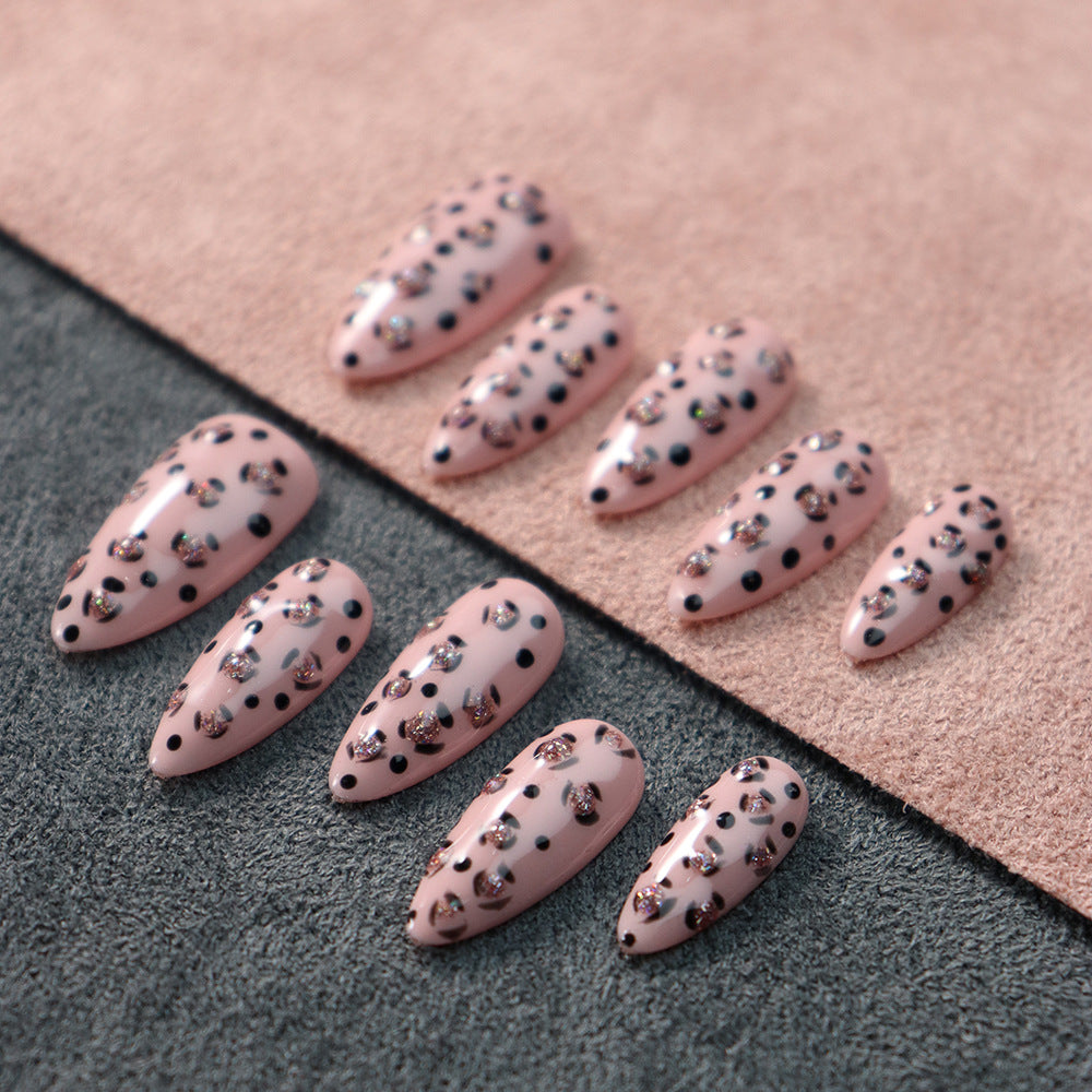 Sweetheart Leopard  Y2K Handmade Almond Nails  A607 - NoirNail