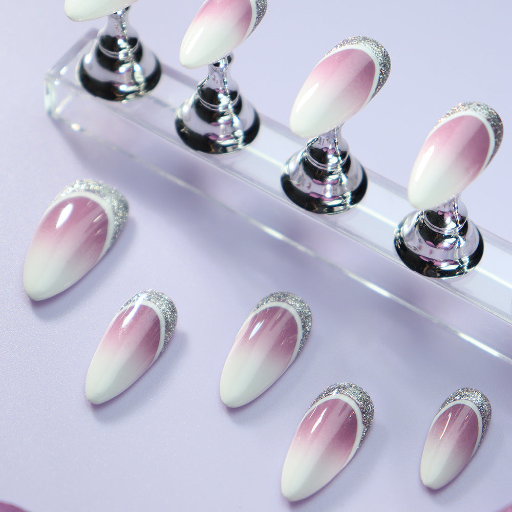 Strawberry Milkshake French Tip Handmade Almond  Nails A902 - NoirNail