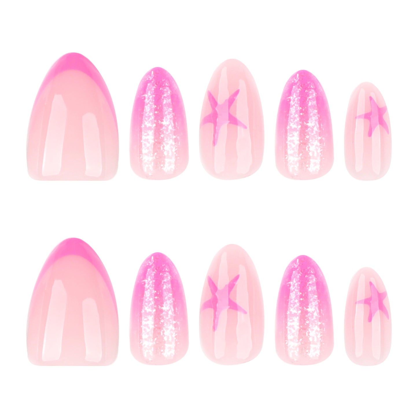 Sweet Starfish  Almond 24PCS Free Size Press on Nails JP3946