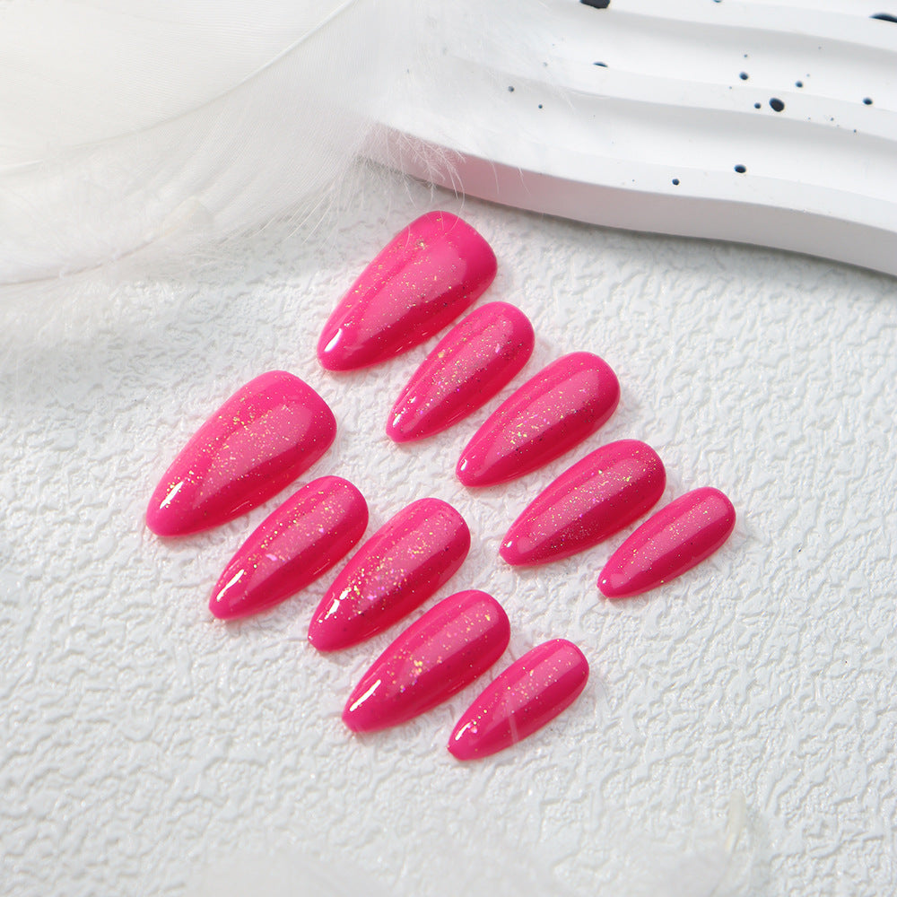 APT Dragon Fruit Color Handmade Almond  Nails  A609