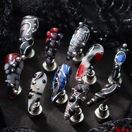 Wild Halloween Y2K  Handmade Almond  Nails A905 - NoirNail