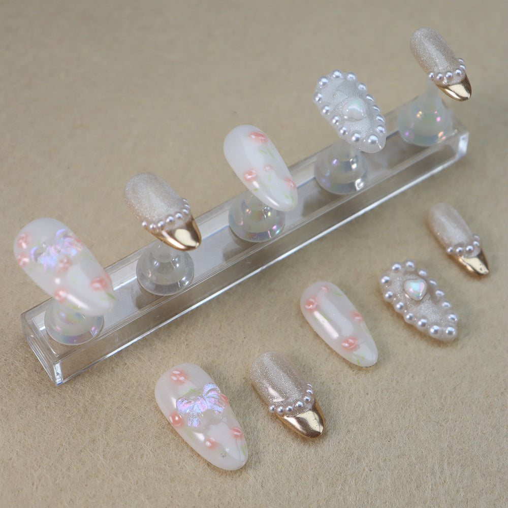 The Princess Diaries French Tip Handmade Almond Nails A978