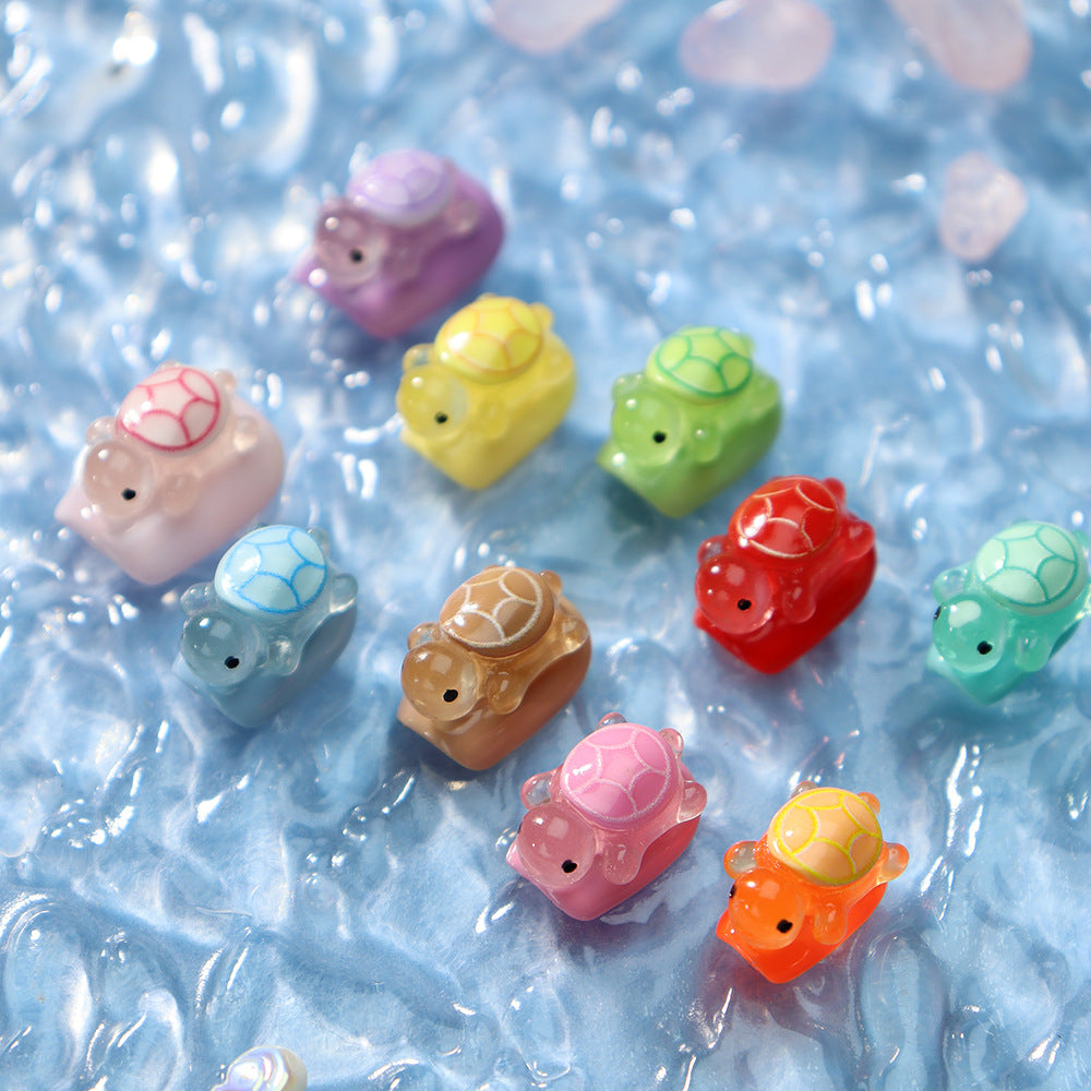 Luminous turtle Handmade Coffin Nails A959 - NoirNail