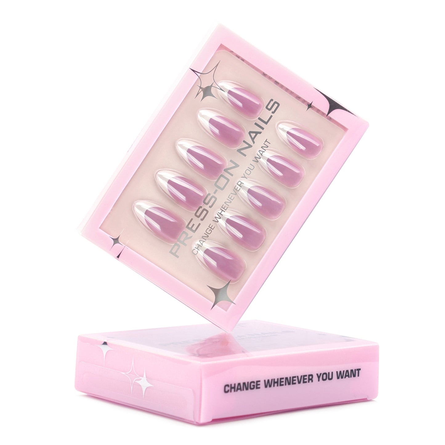 Classic French Tip Almond 30PCS Free Size Press on Nails GD09