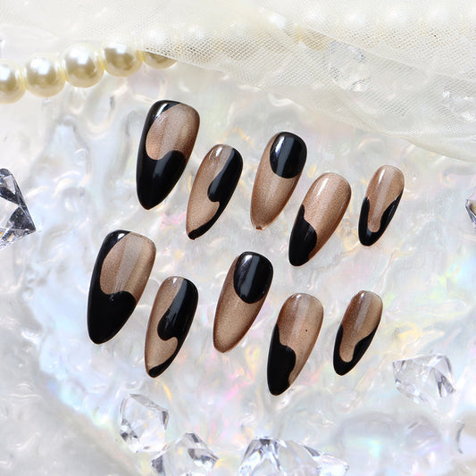 Mocha Coffee Handmade Almond  Nails  A648 - NoirNail