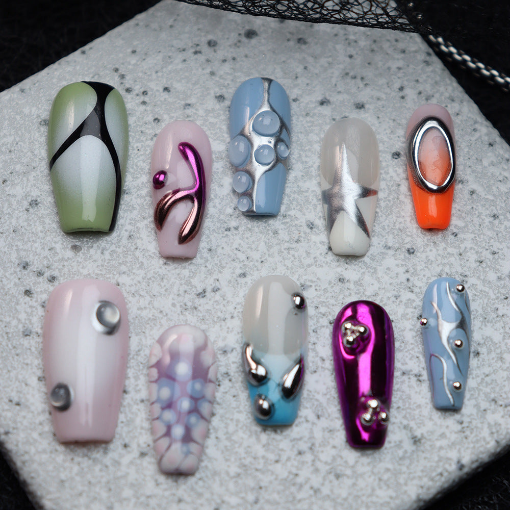Aespa Macarons Spotlight Y2K Handmade Coffin Press On Nails A915