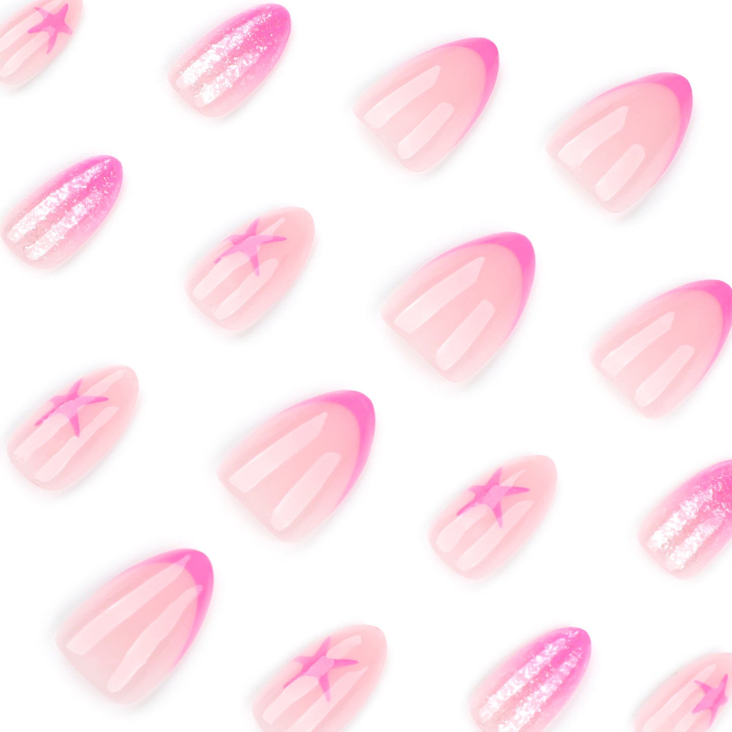 Sweet Starfish  Almond 24PCS Free Size Press on Nails JP3946