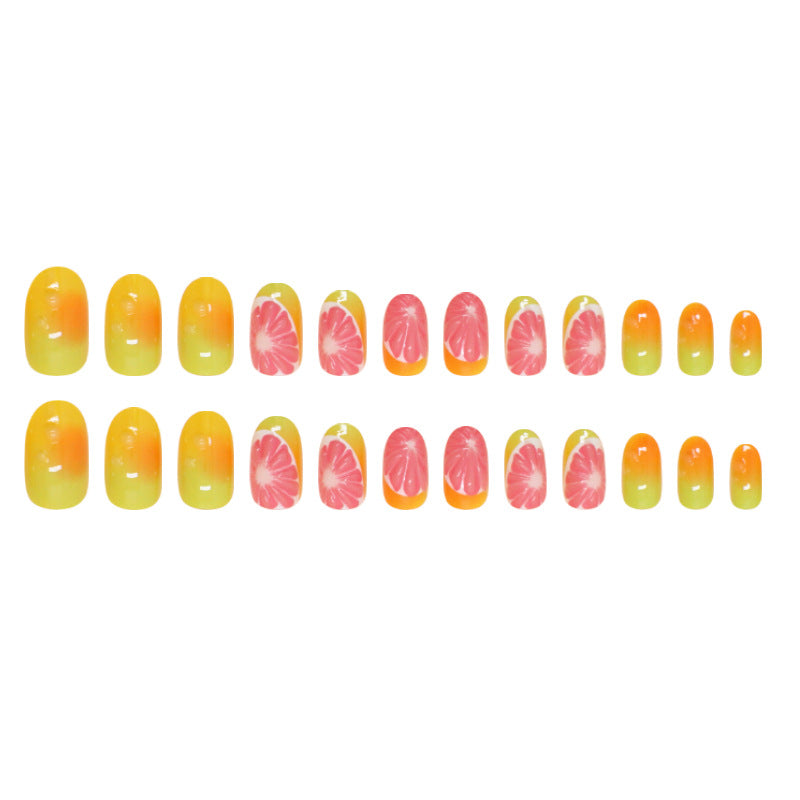 Grapefruit Lady Almond 24PCS Free Size Press on Nails W1707