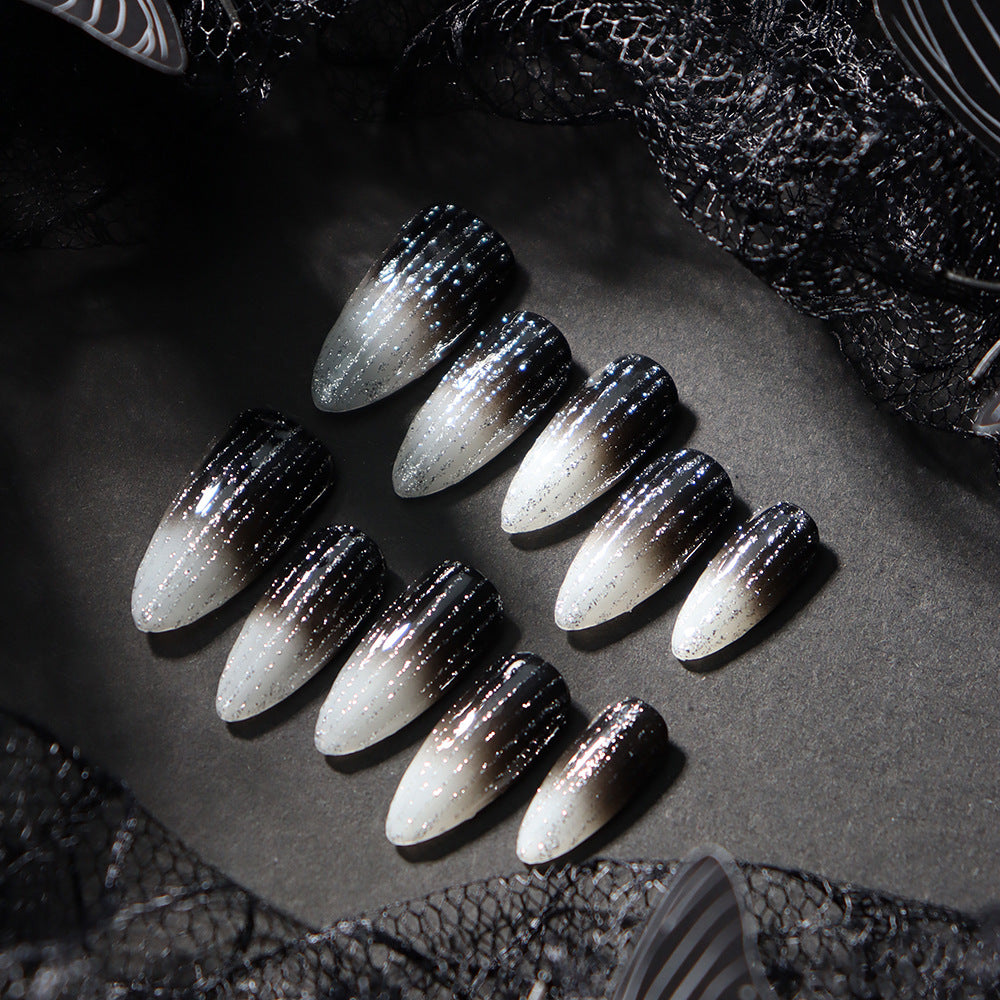 Dark Night Sky Handmade Almond Nails A735 - NoirNail