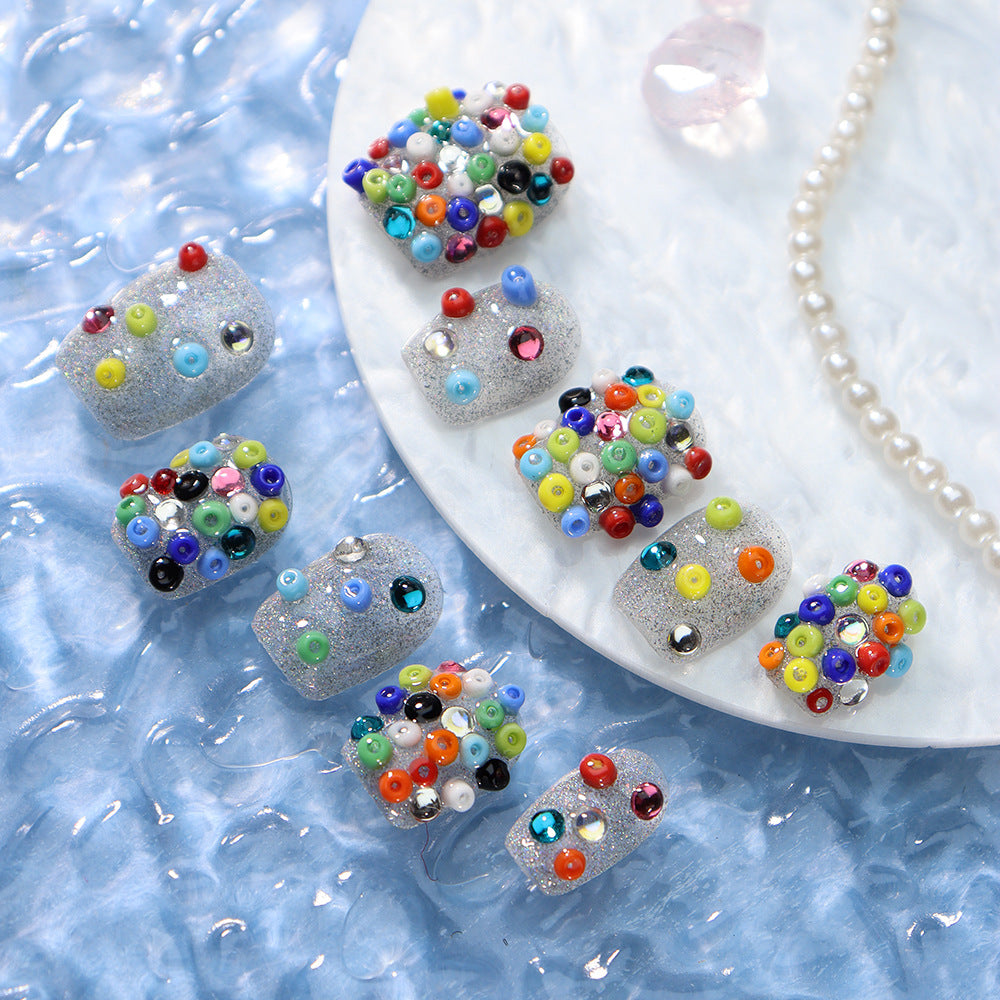 Dopamine Lego Beads  Handmade Coffin  Nails A872 - NoirNail