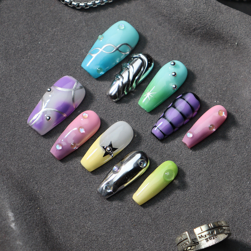 Aespa Macarons Spotlight Y3K Handmade Coffin Press on Nails A803