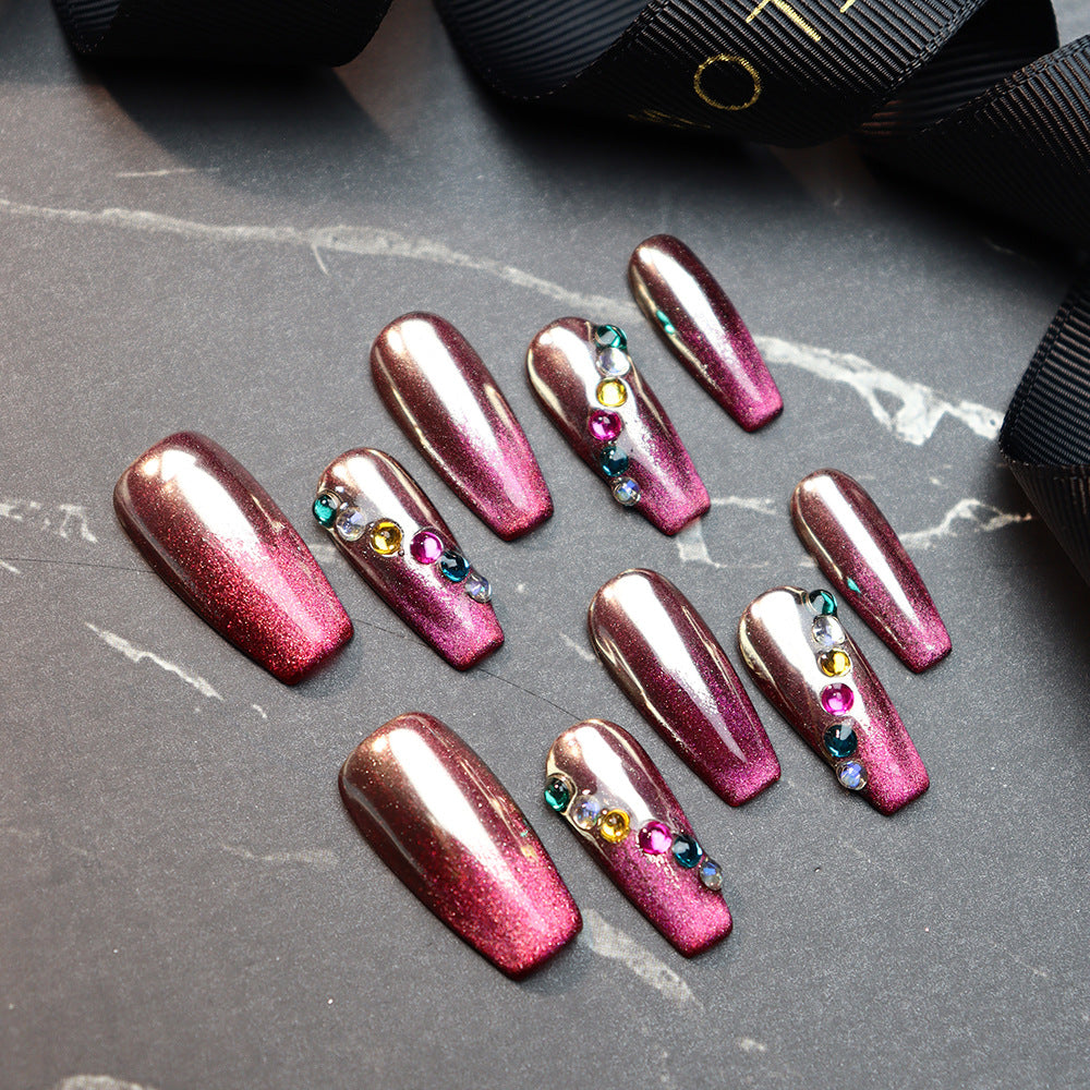 Rose Red Handmade Coffin Nails A778 - NoirNail