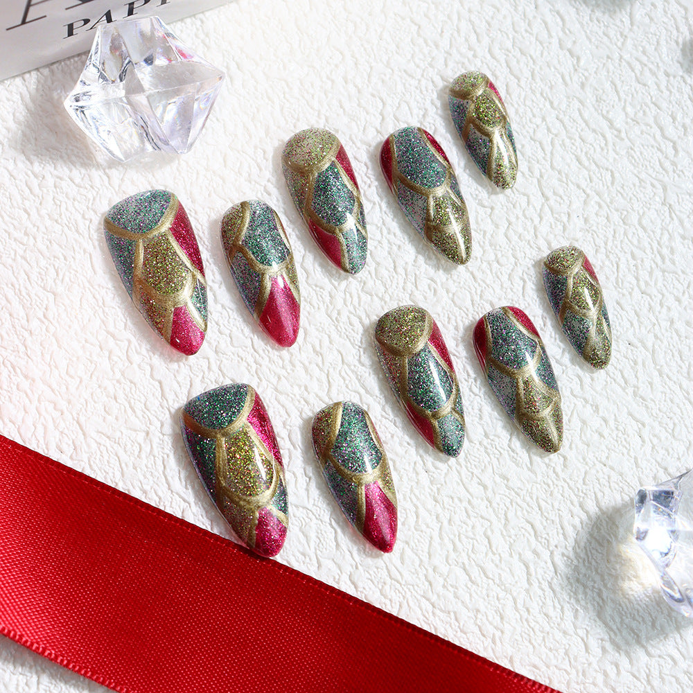 Dragon Scale Handmade Almond Press On Nails A591