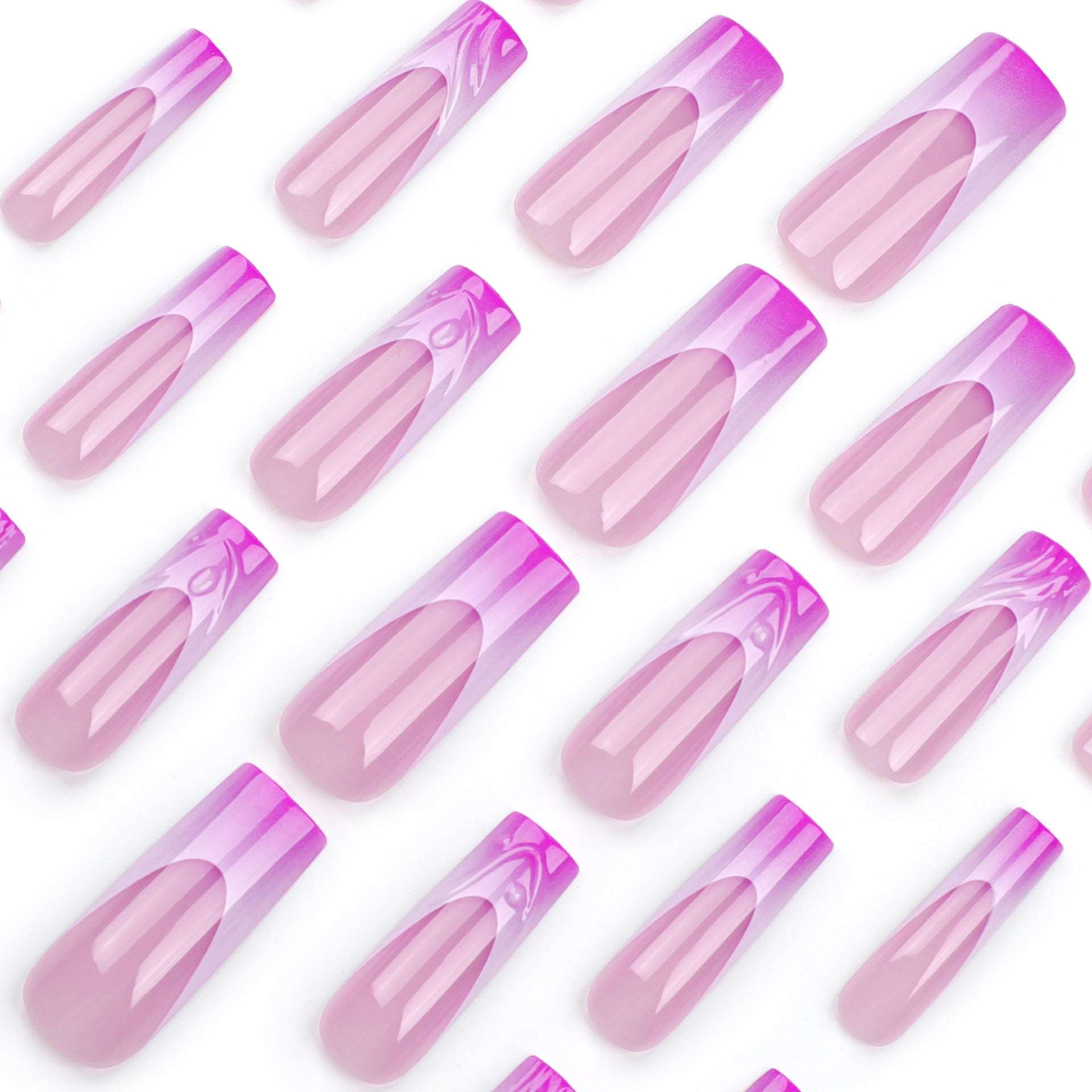 3D Water Ripple Pink Purple Gradient Duckbill  Series Press on Nails