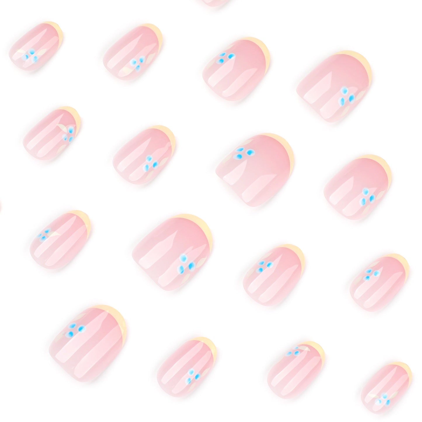 Small Fresh Yellow French Pointed Almond 24PCS Free Size Press on Nails JP3920