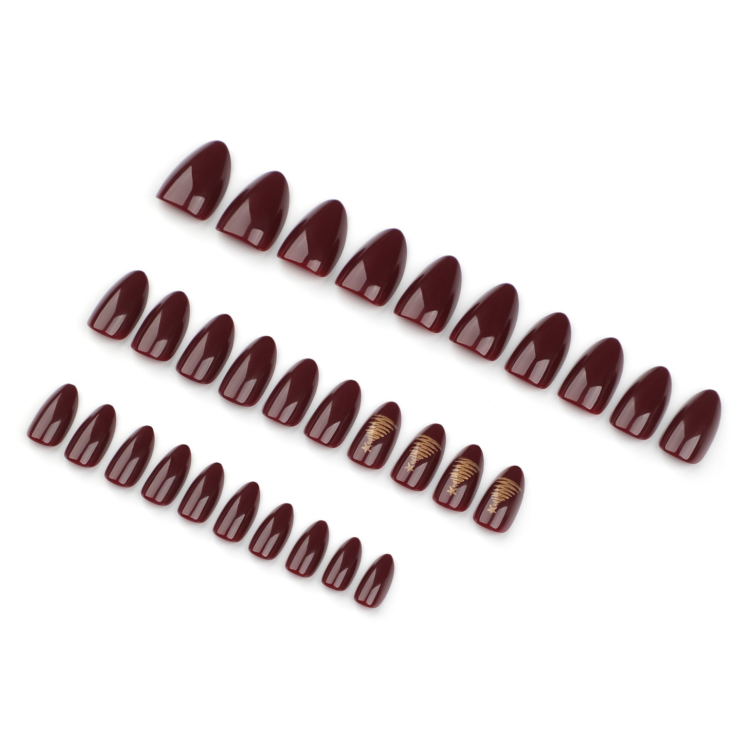 Christmas Almond 24PCS Free Size Press on Nails JP3463