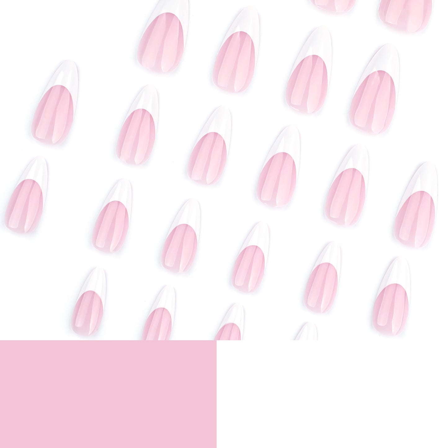 White Classic French Tip Almond 24PCS Free Size Press on Nails JP3667