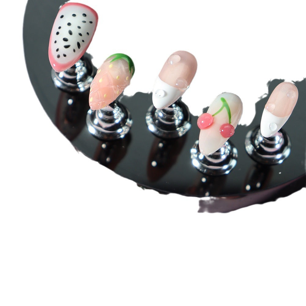 3D Fruit Girl Handmade Almond  Nails A1052 - NoirNail