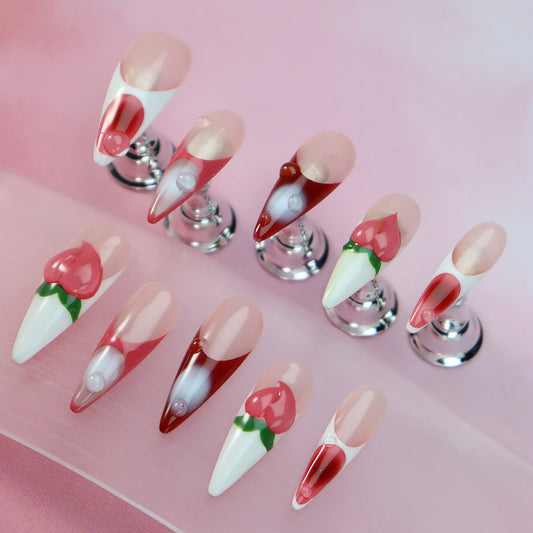 Peach Lady Handmade Stiletto Nails  A1056