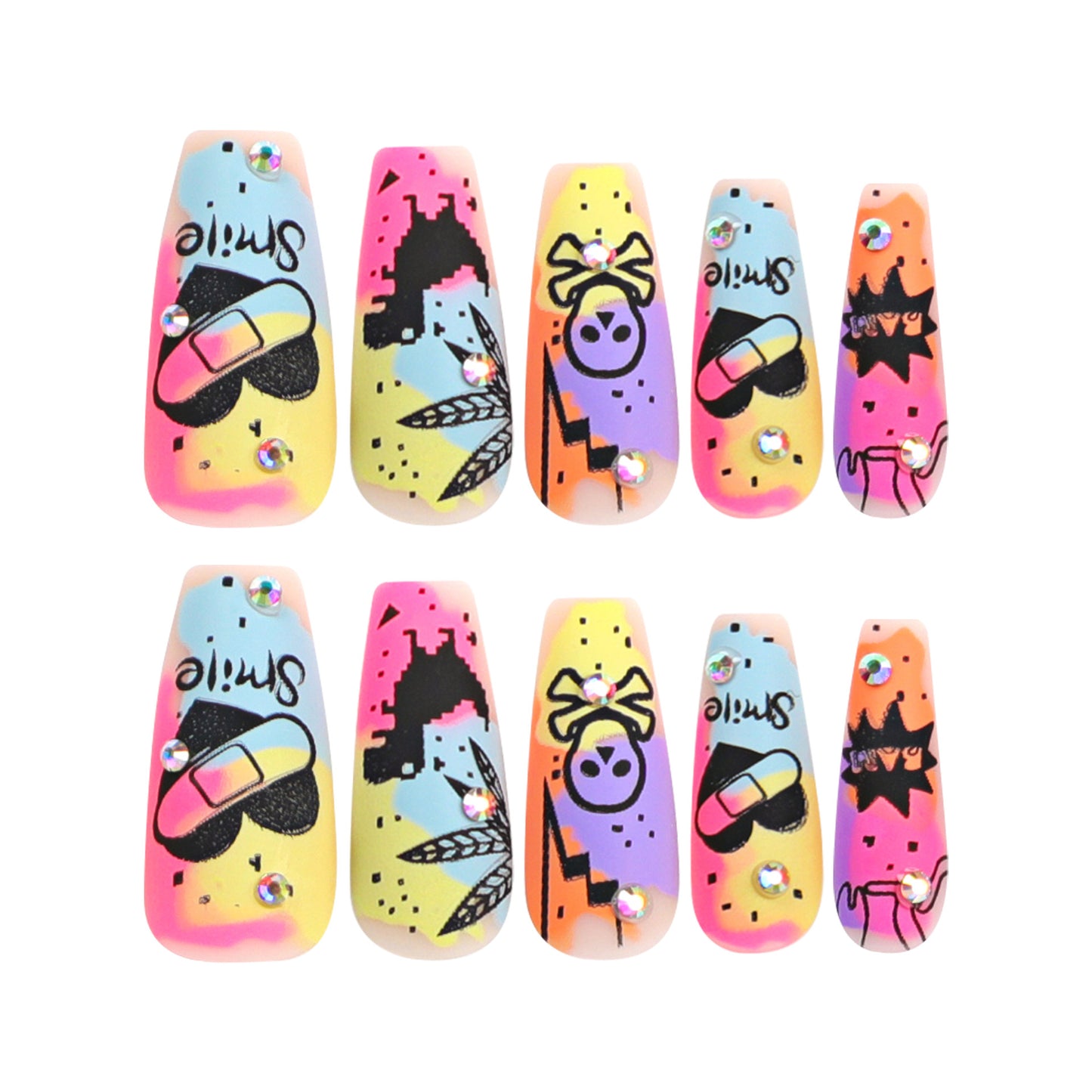 Graffiti Coffin 24PCS Free Size Press on Nails JP2963
