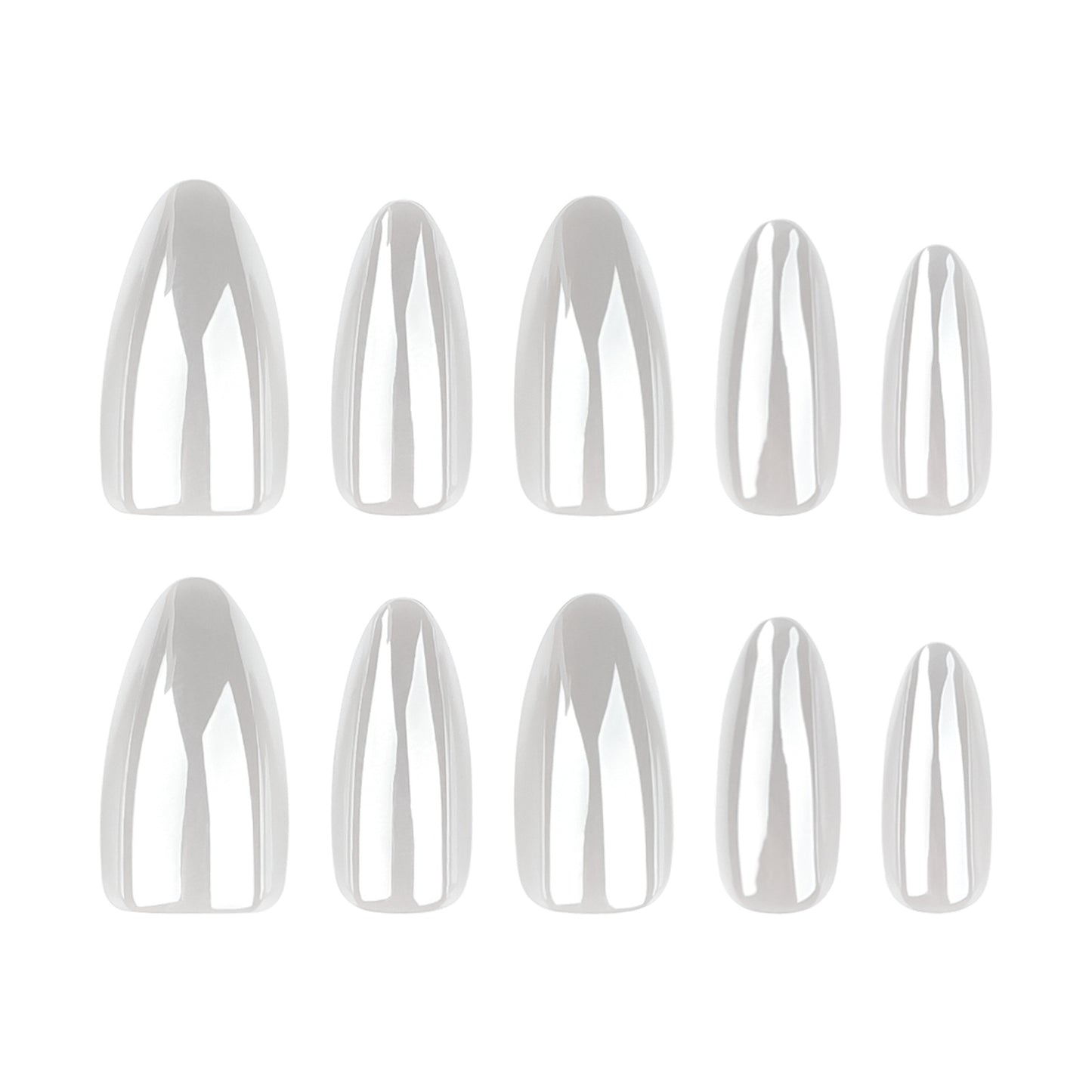 Ice Milk Classic Solid Color Almond 24PCS Free Size Press on Nails JP3493