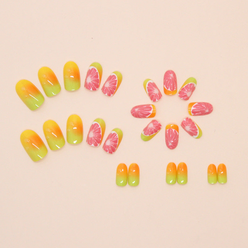 Grapefruit Lady Almond 24PCS Free Size Press on Nails W1707
