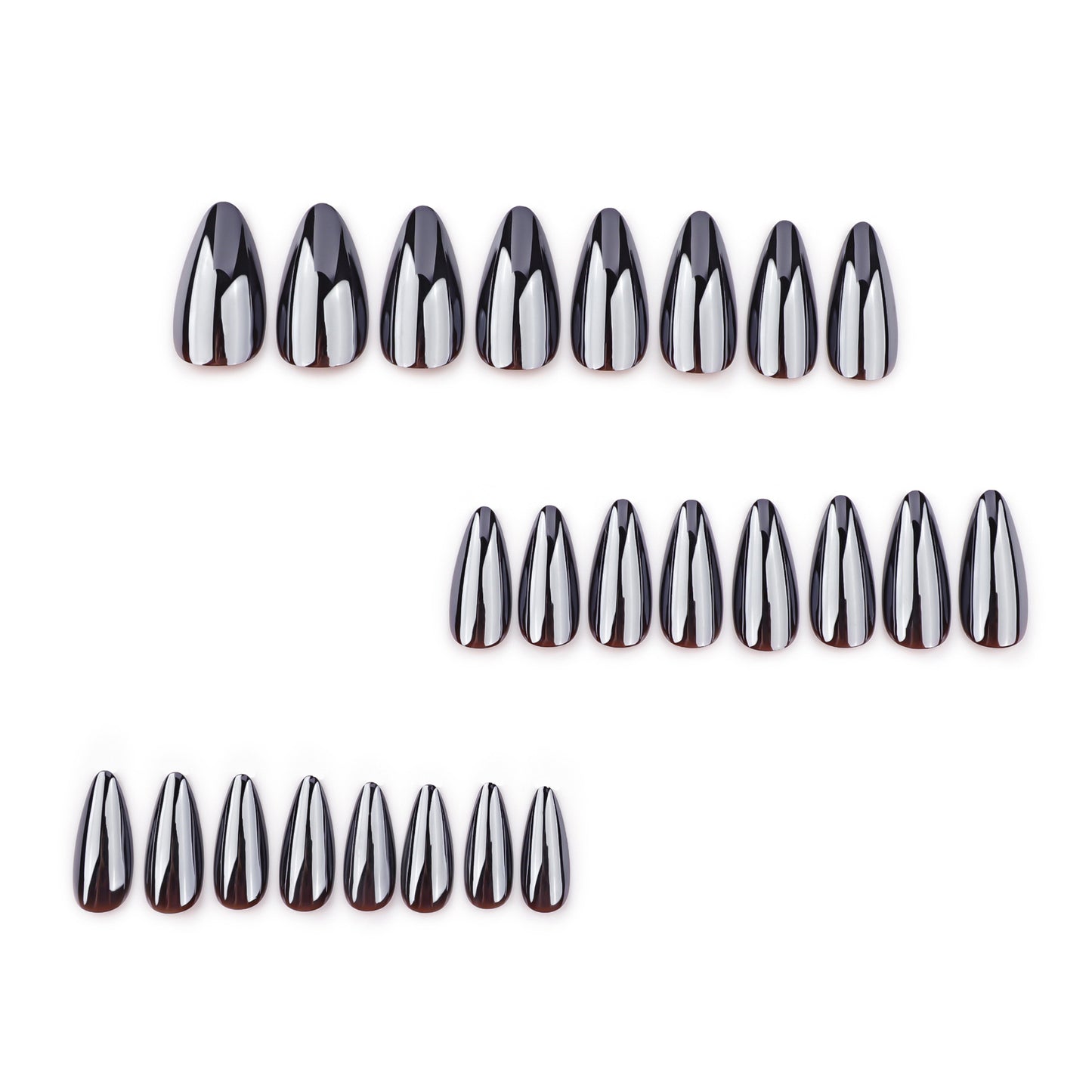 Classic Black Almond 24PCS Free Size Press on Nails JP3572