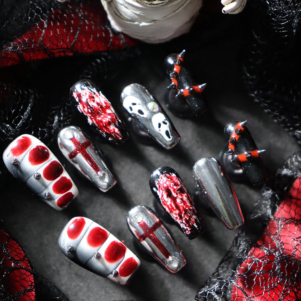 Devil Party Y2K Handmade Coffin Nails A786 - NoirNail