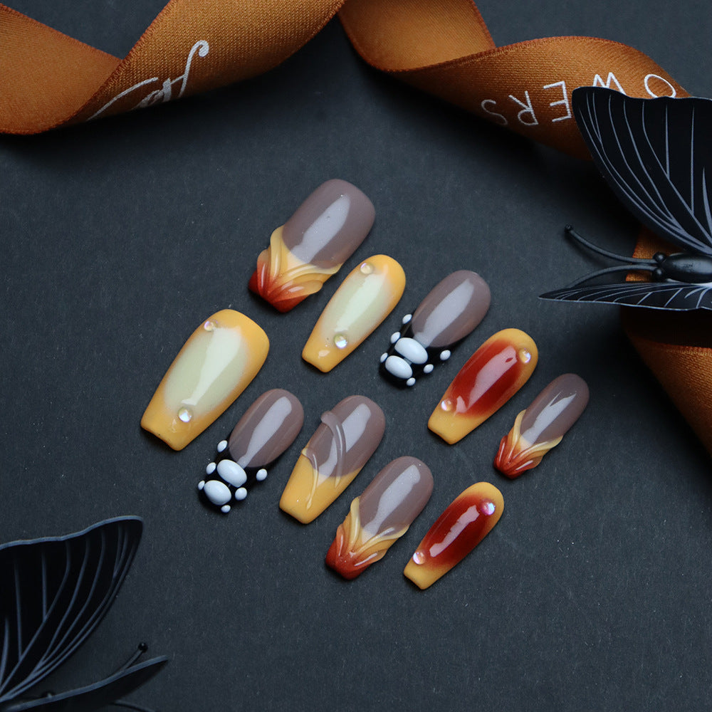 Hazelnut Chocolate Handmade Coffin Press On Nails A815