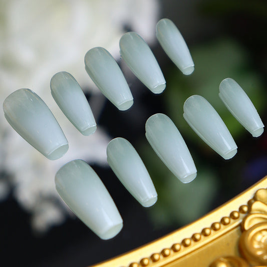 Lake Green Glass Handmade Coffin  Nails A71 - NoirNail