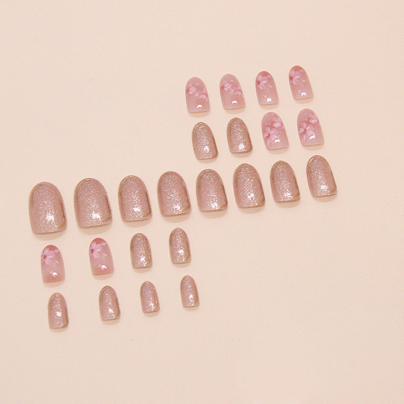 Peach Blossom Almond 24PCS Free Size Press on Nails W1739