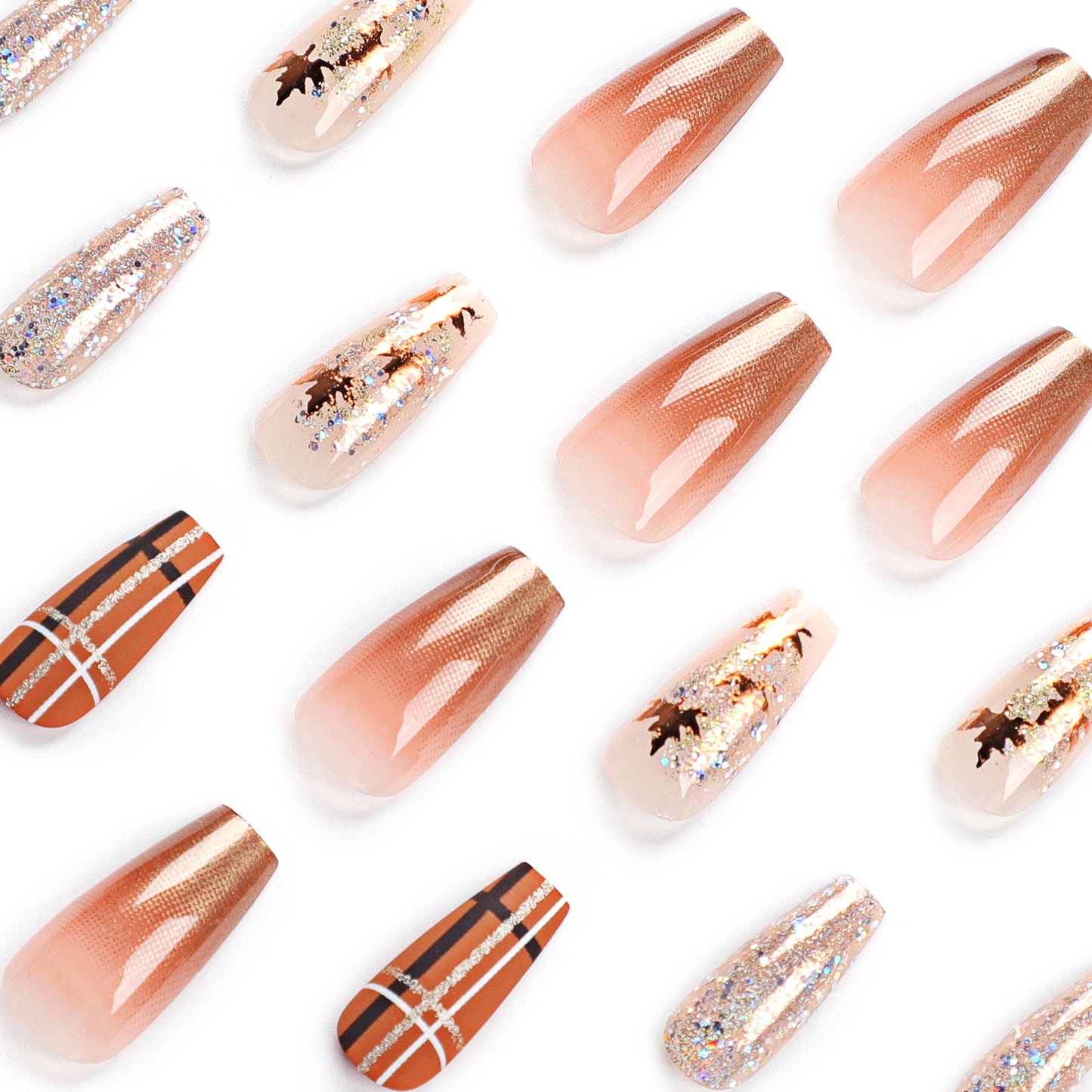 Maple Leaf Coffin 24PCS Free Size Press on Nails JP2843