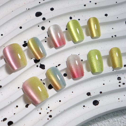 Dopamine Cat's eye glass Handmade Coffin Nails  P05 - NoirNail