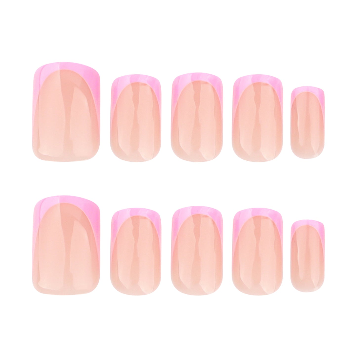 Classic Pink Clean French Square 24PCS Free Size Press on Nails JP3573