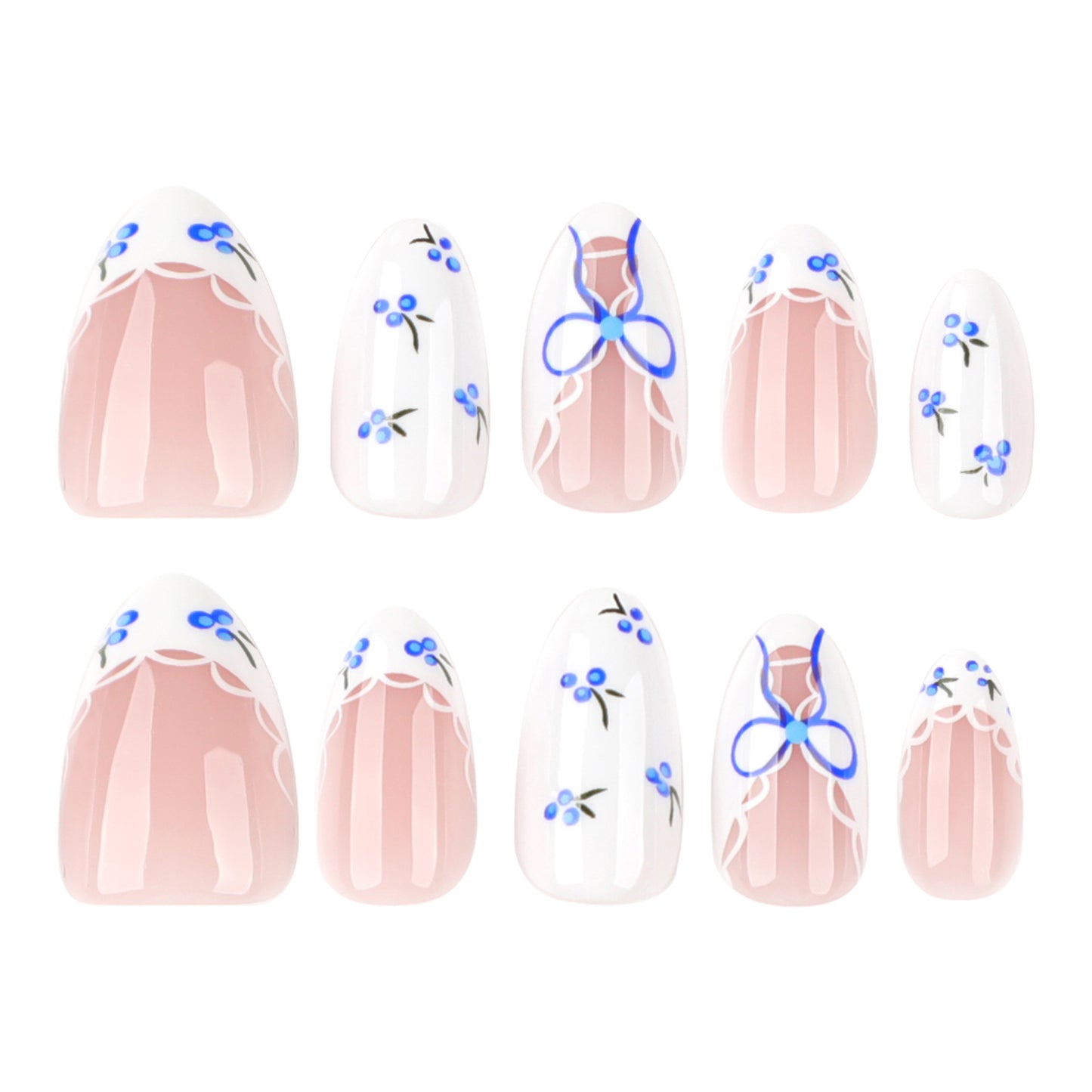 Fresh Blueberry Almond 24PCS Free Size Press on Nails JP3910