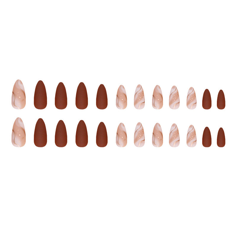 Maillard Marbling Almond 24PCS Free Size Press on Nails W1489